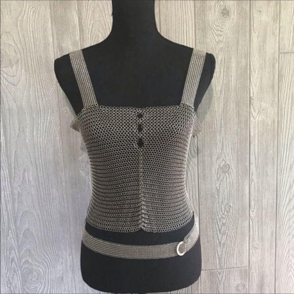 Elaine unziker metal Chainmail tank top cosplay soldered rings medieval larping - Picture 1 of 8